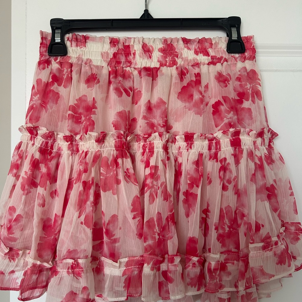 Misa Los Angeles Pink Floral Mini Skirt